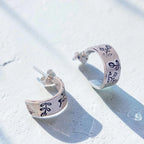 Aros Pegados Florales - Plata 950