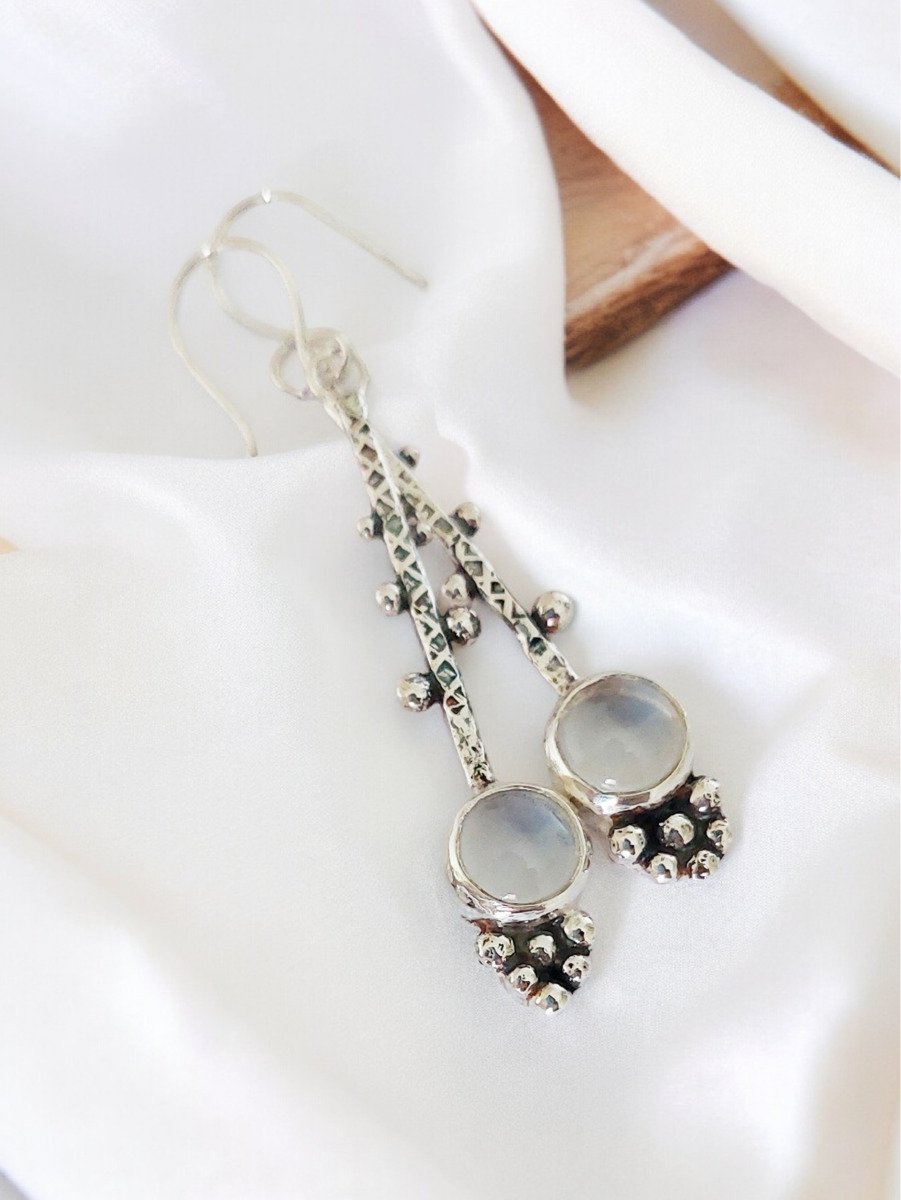 Aros Cuarzo Cristal Plata 950
