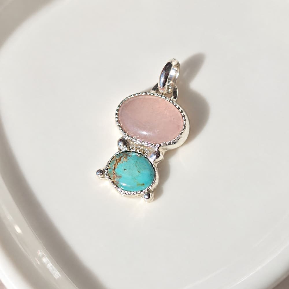Colgante Cuarzo Rosado y Turquesa