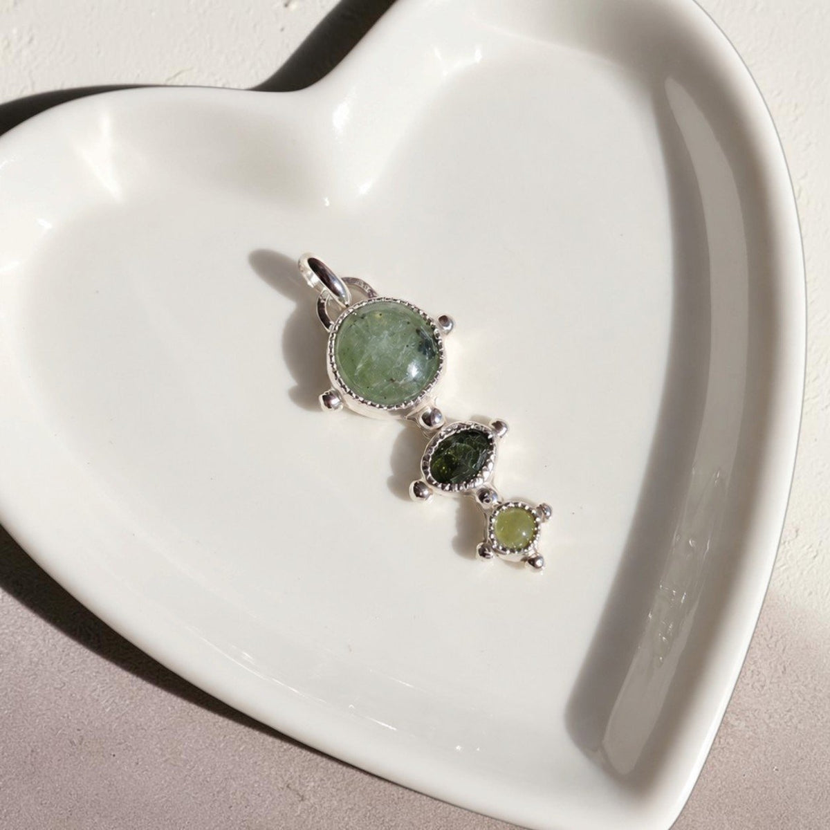 Colgante Prehnita, Turmalina y Peridoto