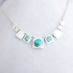 Collar étnico de plata con turquesas