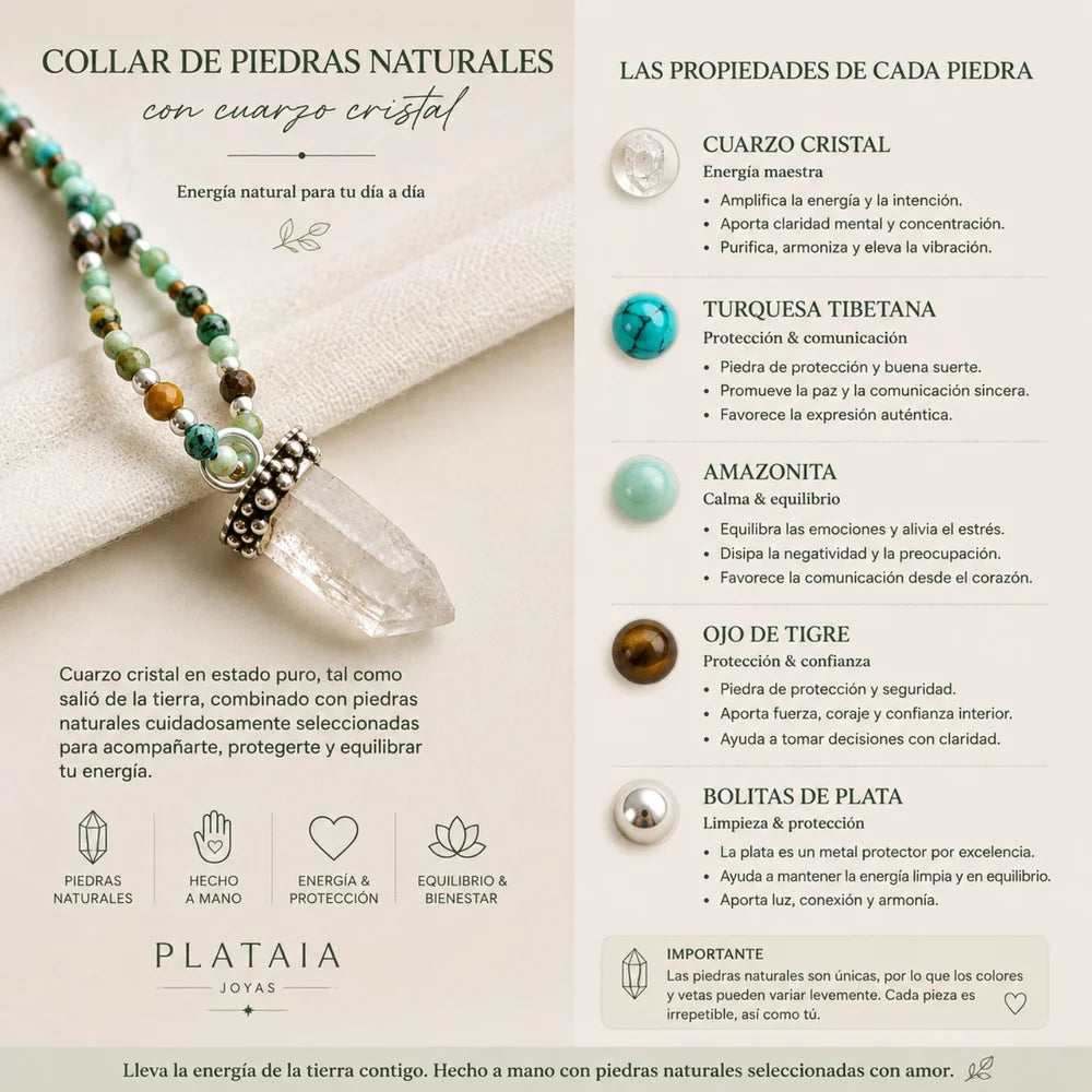 Collar de piedras naturales con cuarzo cristal