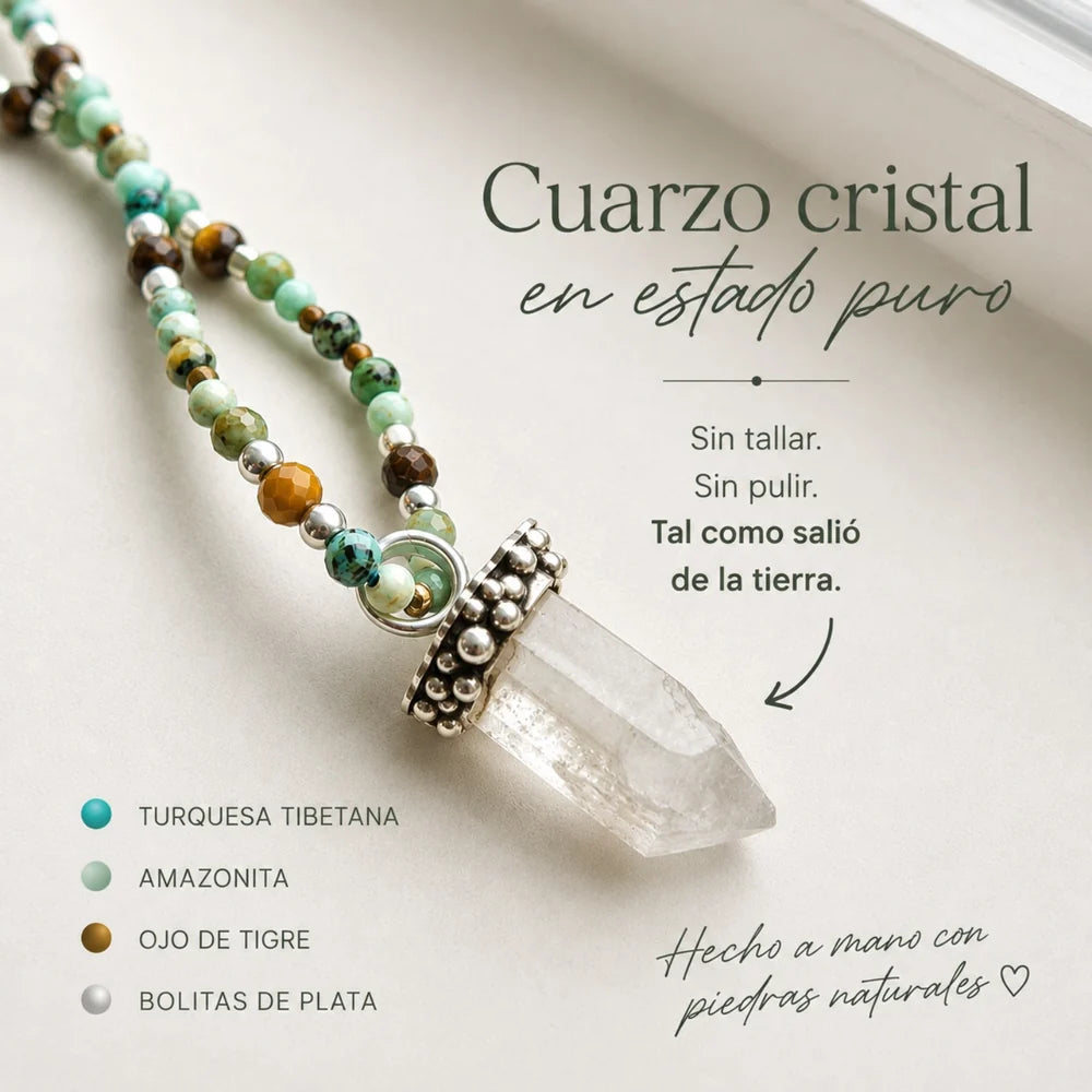 Collar de piedras naturales con cuarzo cristal