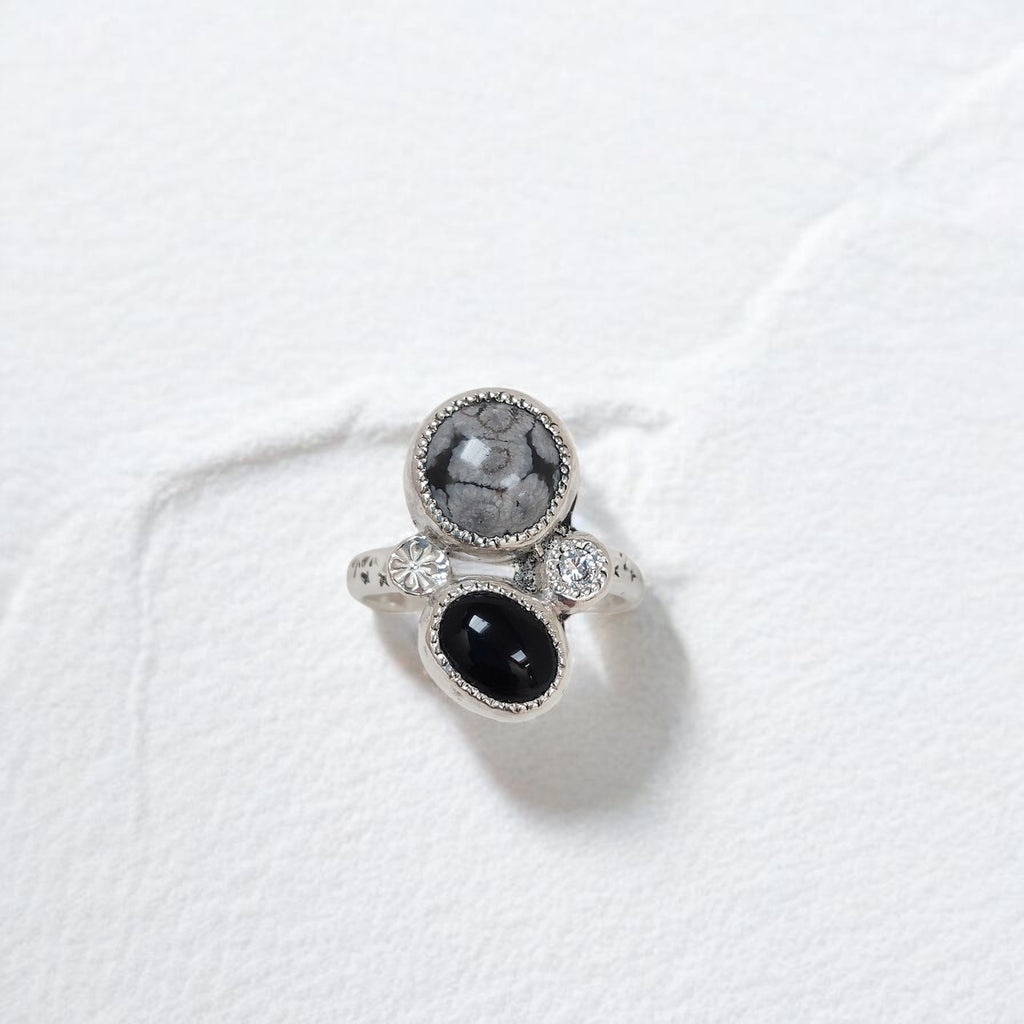 Anillo Mix de Obsidiana Nevada