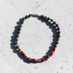 Collar corto turquesa tibetana, coral y plata