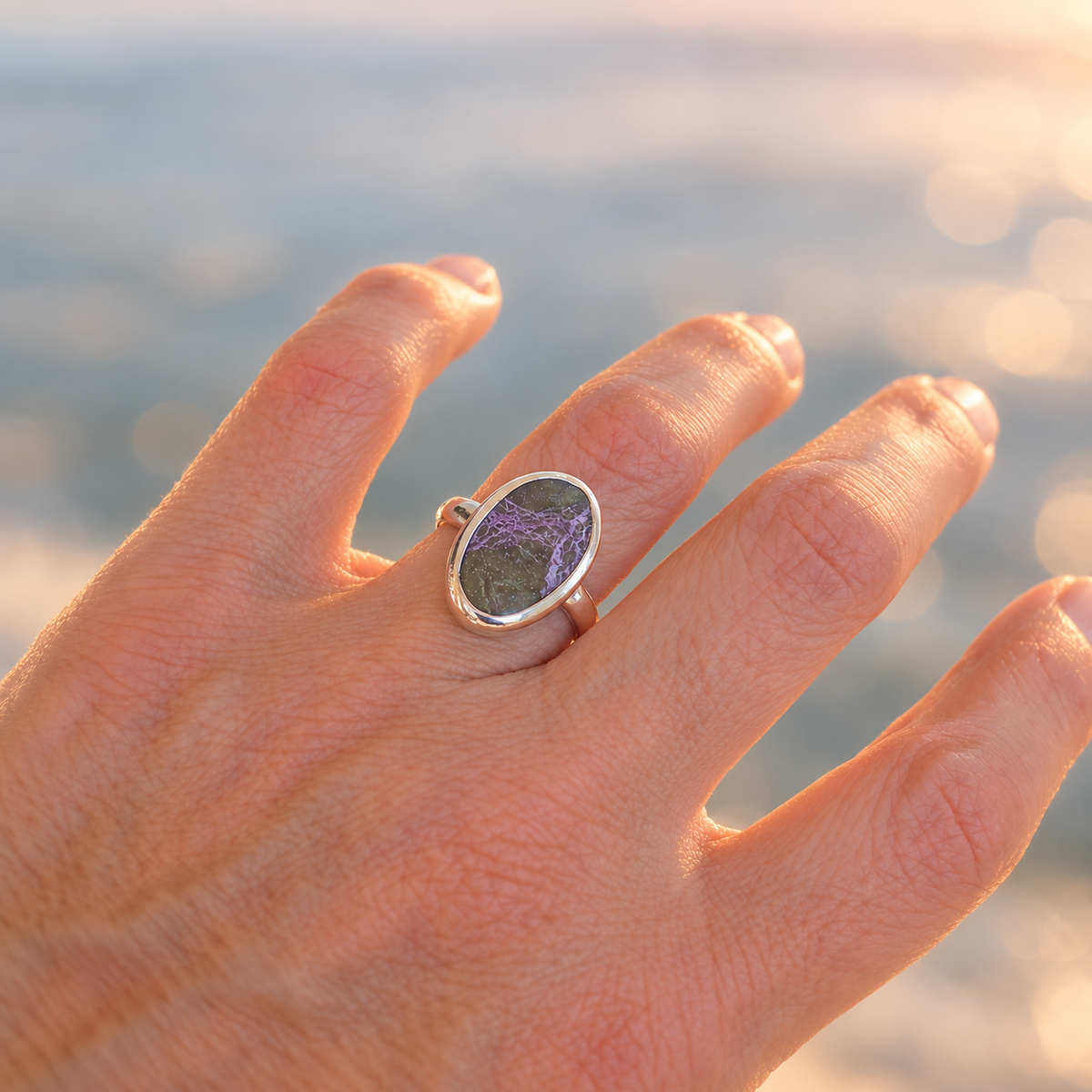 Anillo con Atlantisita Natural