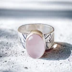 Anillo Rayas Cuarzo Rosa Natural