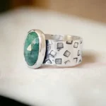 Anillo Square con Raíz de Esmeralda - Imagen 3