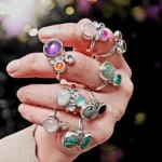 Anillo Mix de Piedra Luna y Calcedonia Aqua - Imagen 5