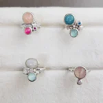 Anillo Mix de Piedra Luna y Calcedonia Aqua - Imagen 6