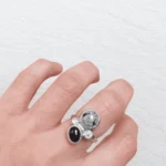 Anillo Mix de Obsidiana Nevada, Ónix y Circón Blanco - Imagen 2