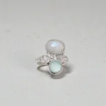 Anillo Mix de Piedra Luna y Calcedonia Aqua - Imagen 2