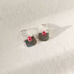 Aros Mini Red con Calcedonia Roja y Plata 950 - Imagen 2
