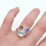 Anillo Mix Granate, Amatista y Aguamarina - Imagen 6