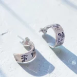 aros tope con diseño floral-Plata 950 - Plataia