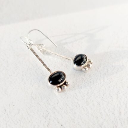 aros de onix y plata 950 - plataia