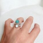 Anillo Mix Amazonita, Aguamarina y Destello Azul - Imagen 2