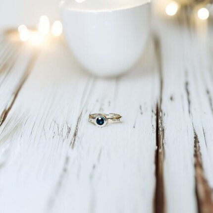 Anillo Leaf Topacio London blue