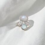 Anillo Mix Piedra Luna y Calcedonia