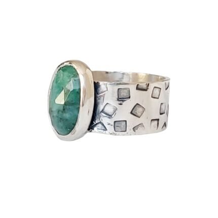 Anillo con raíz de esmeralda , plata 950