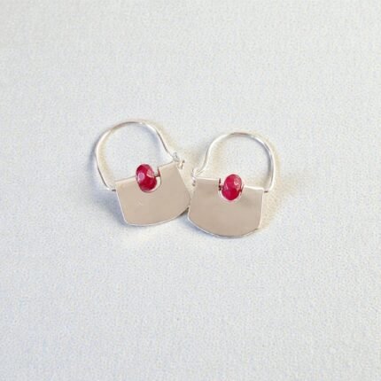 aros con cornalina roja - plata 950