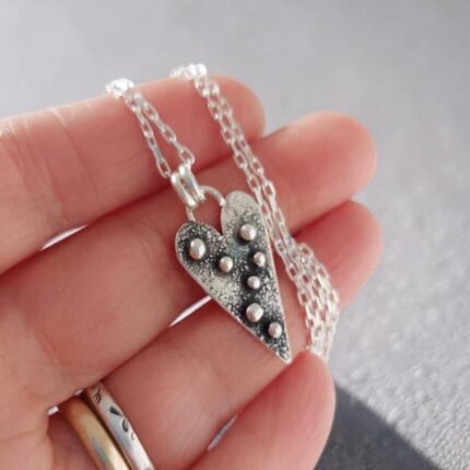 colgante corazón balls de plata 950 con bolitas macisas de plata