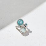 Anillo con Amazonita -aguamarina - destello azul