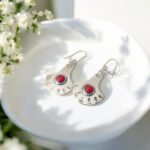 Aros coral rojo plata 950