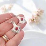 Aros coral rojo plata 950