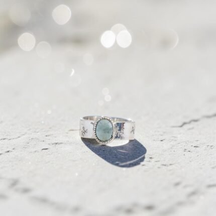 Anillo Ori con aguamarina plata 950