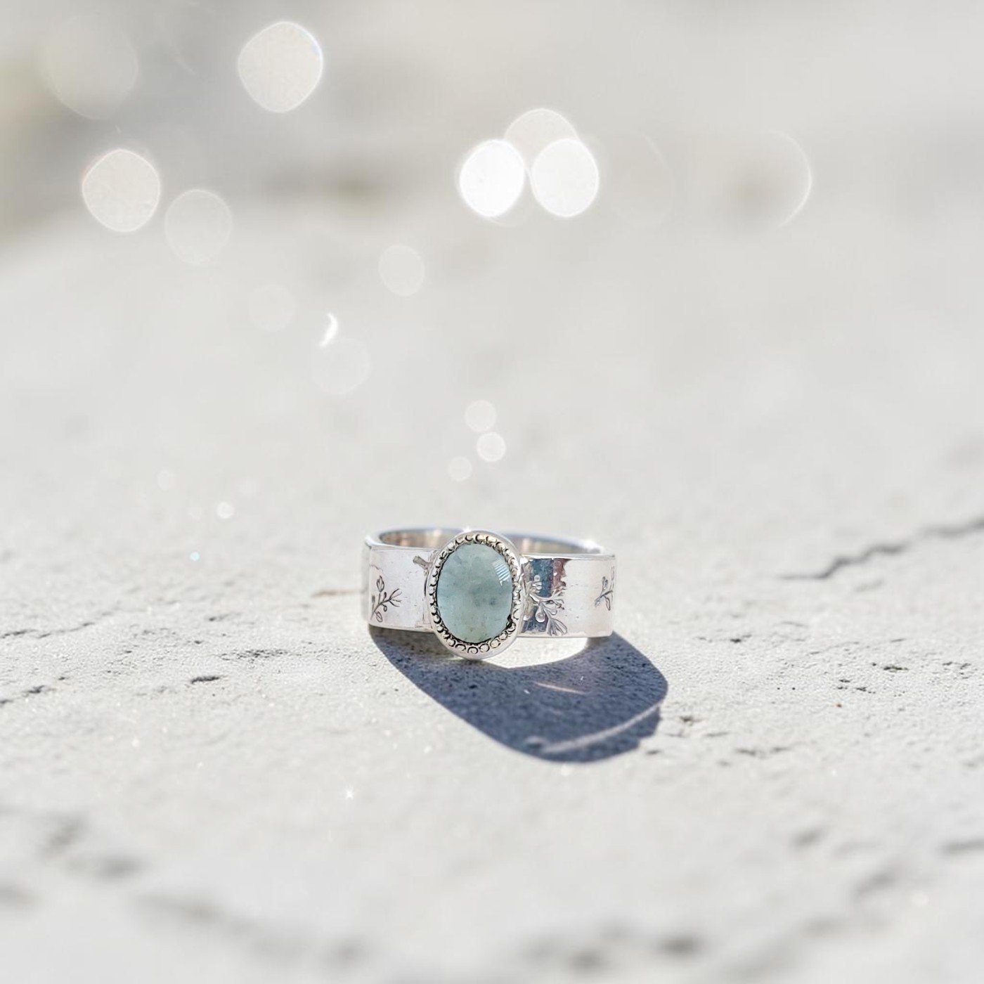 Anillo Ori con aguamarina plata 950