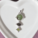 Colgante Prehnita, Turmalina y Peridoto, hecho a mano en Plata 950