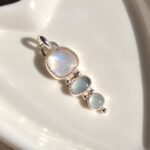 Colgante Piedra Luna, Turmalina y Aguamarina con tres piedras naturales en Plata 950