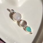 Colgante de plata con piedra luna, cuarzo cristal y calcedonia celeste